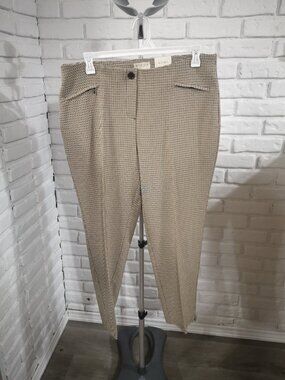 NWT Laura Plus City Ladies Size 16 Black & Tan Plaid Mid Rise Pull On Pants